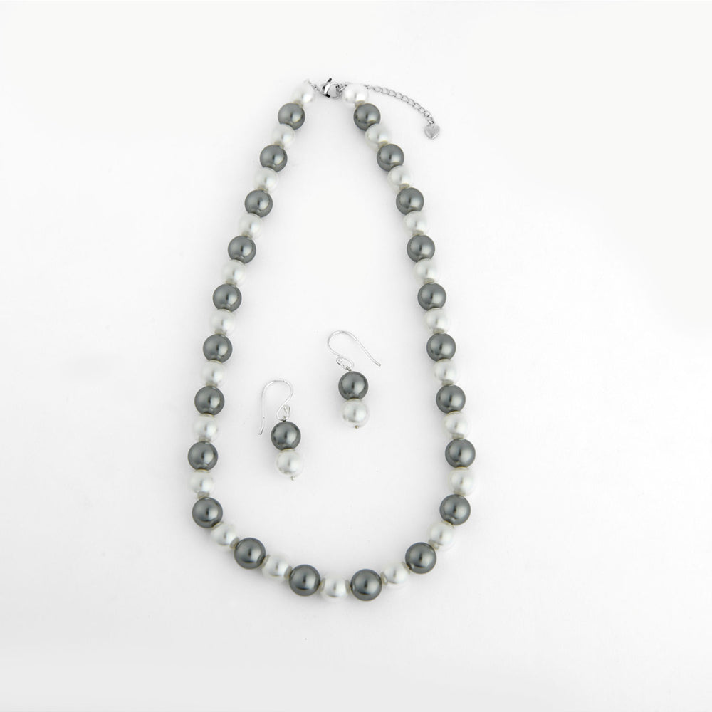 TOTAPARI Grey Moonlit Mist Pearls Necklace with Earrings