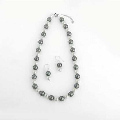 TOTAPARI Grey Moonlit Mist Pearls Necklace with Earrings