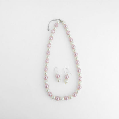 TOTAPARI Blush Pink And Bloom Pearls Necklace with Earrings