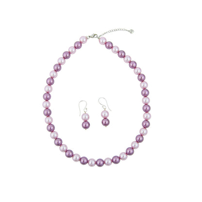 TOTAPARI Pink And Wine Pearl Necklace with Earrings