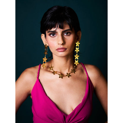 Trazenie Kamal Aankhen Jewellery Set-Earrings with Necklace with Ring