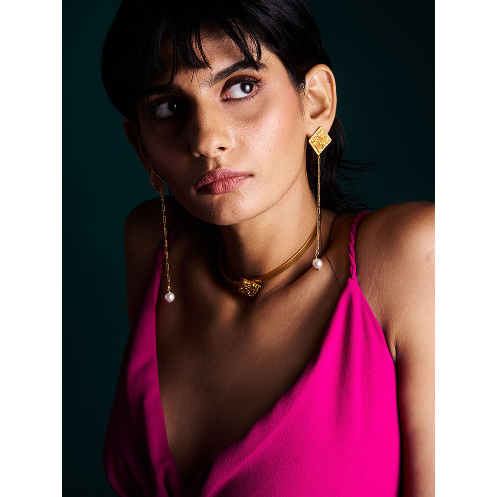 Trazenie Nalini Jewellery Set-Drop Earrings with Choker