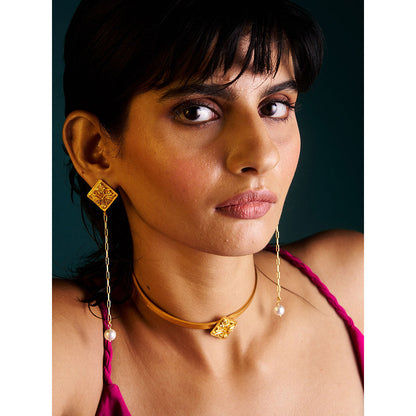 Trazenie Nalini Jewellery Set-Drop Earrings with Choker