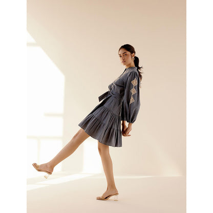 TRISARA Grey Bluebell Dress with Belt (Set of 2)