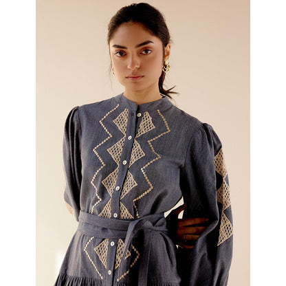 TRISARA Grey Bluebell Dress with Belt (Set of 2)