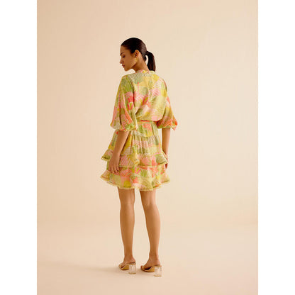 TRISARA Multicoloured Wildflower Layered Dress with Belt (Set of 2)