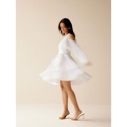 TRISARA White Rose Dress with Belt (Set of 2)