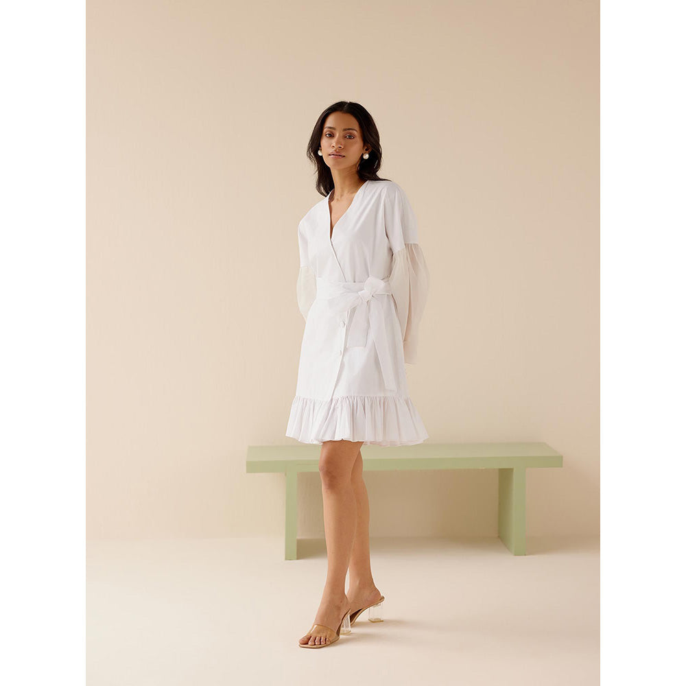 TRISARA White Buttercup Dress with Belt (Set of 2)