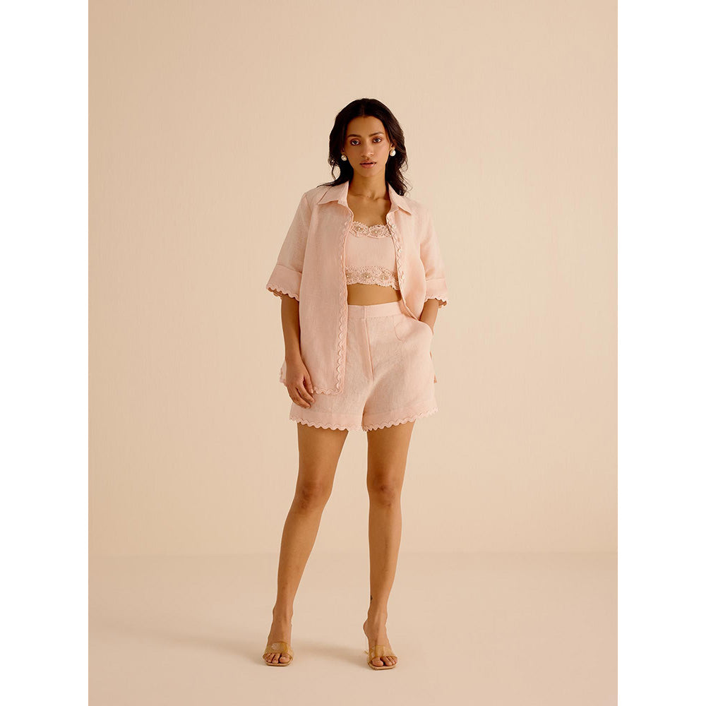 TRISARA Natura Solid Bustier with Shirt and Shorts (Set of 3)