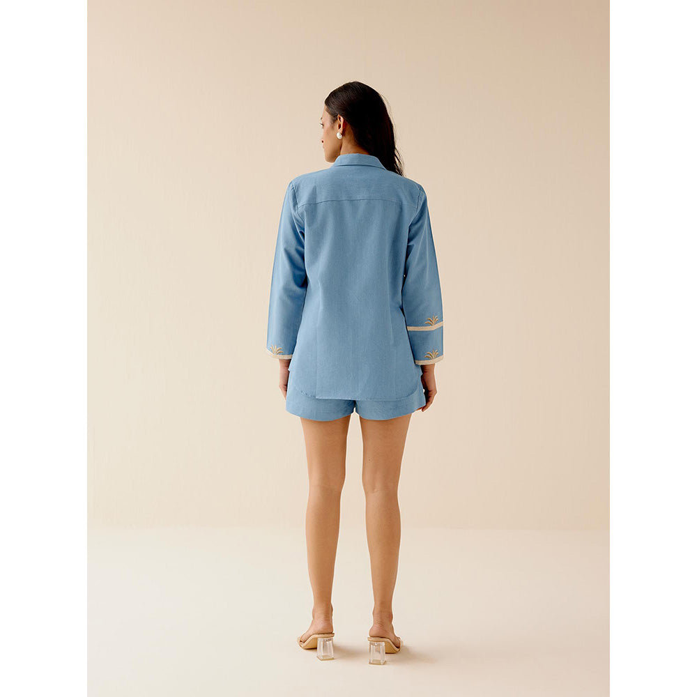 TRISARA Palm Embroidered Top and Shorts (Set of 2)