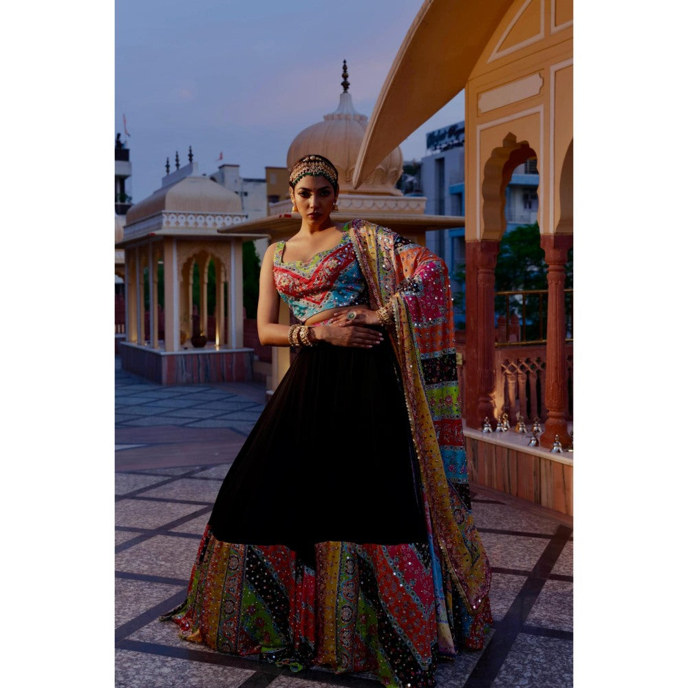 Tussya by Shreya Lalasa Multi-Color Lehenga with Blouse and Dupatta (Set of 3)