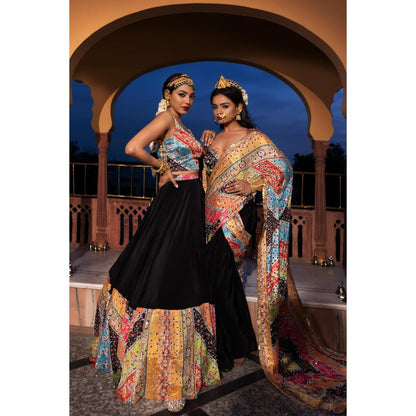 Tussya by Shreya Lalasa Multi-Color Lehenga with Blouse and Dupatta (Set of 3)