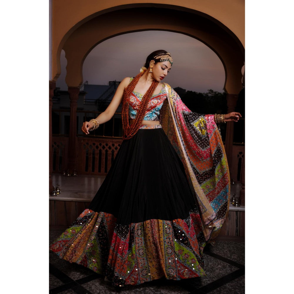 Tussya by Shreya Lalasa Multi-Color Lehenga with Blouse and Dupatta (Set of 3)