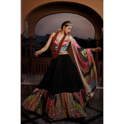 Tussya by Shreya Lalasa Multi-Color Lehenga with Blouse and Dupatta (Set of 3)