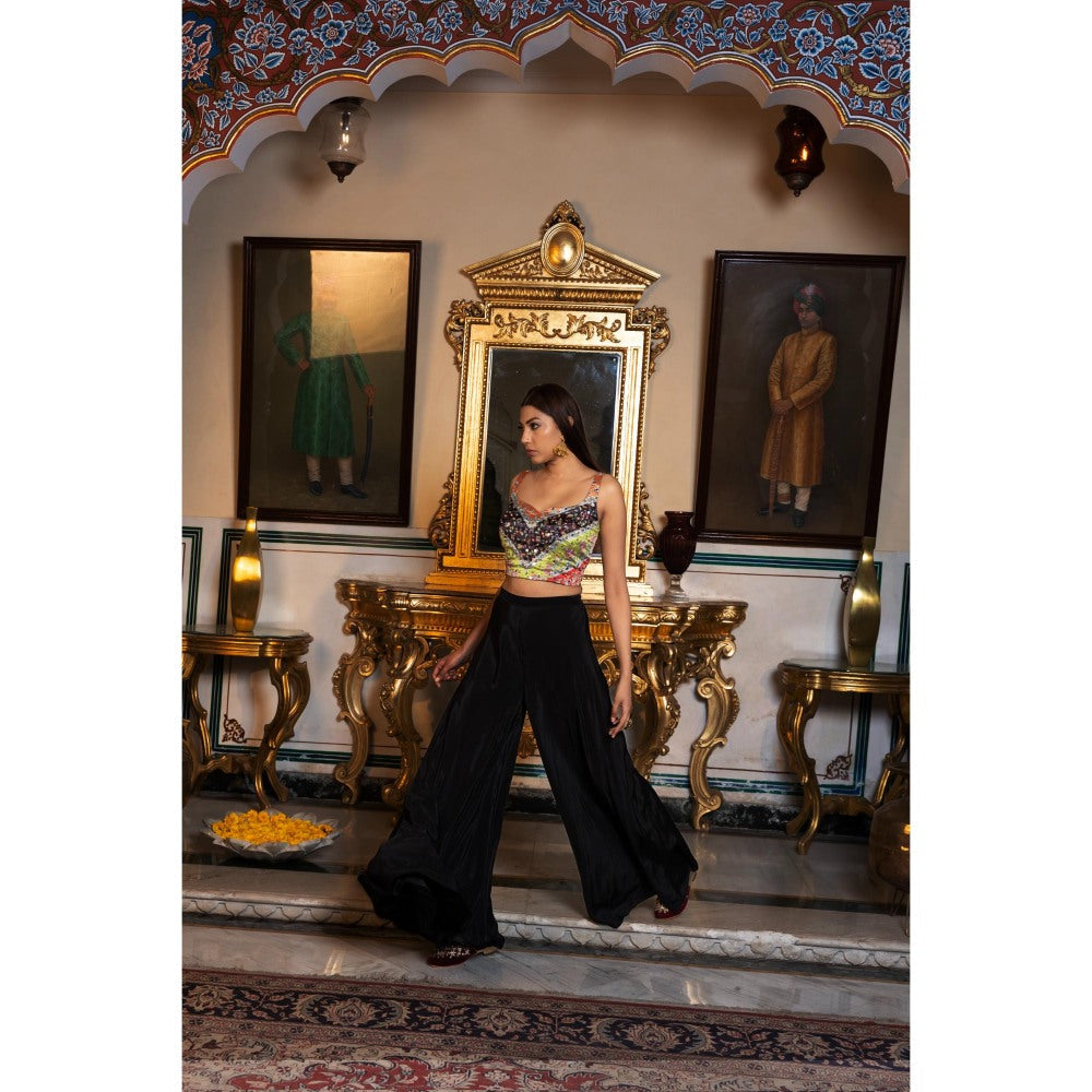 Tussya by Shreya Nirvi Multi-Color Crop Top with Palazzo (Set of 2)