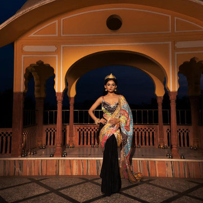 Tussya by Shreya Tanisi Saree Pallu with Stitched Blouse and Dhoti Skirt