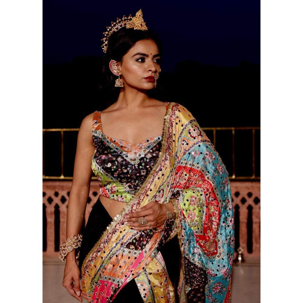Tussya by Shreya Tanisi Saree Pallu with Stitched Blouse and Dhoti Skirt