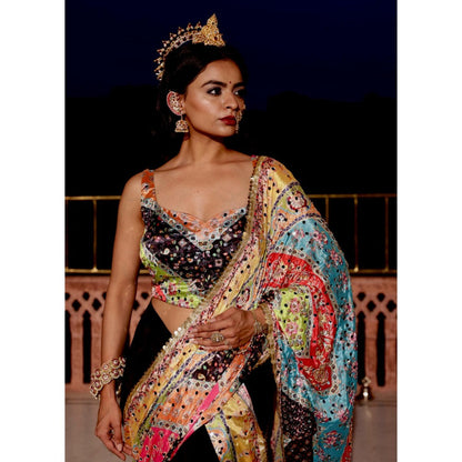 Tussya by Shreya Tanisi Saree Pallu with Stitched Blouse and Dhoti Skirt