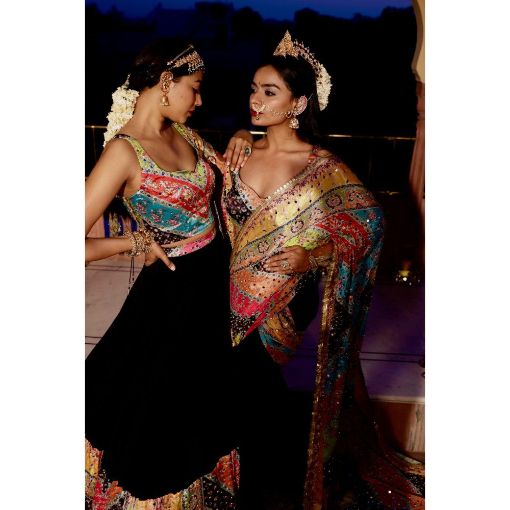 Tussya by Shreya Tanisi Saree Pallu with Stitched Blouse and Dhoti Skirt