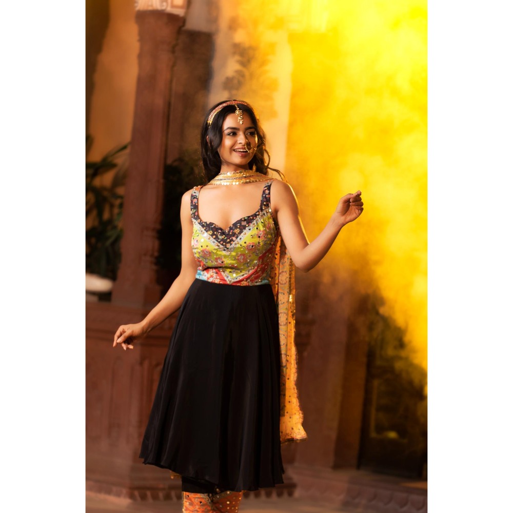 Tussya by Shreya Yati Multi-Color Anarkali Kurta with Pant and Dupatta (Set of 3)