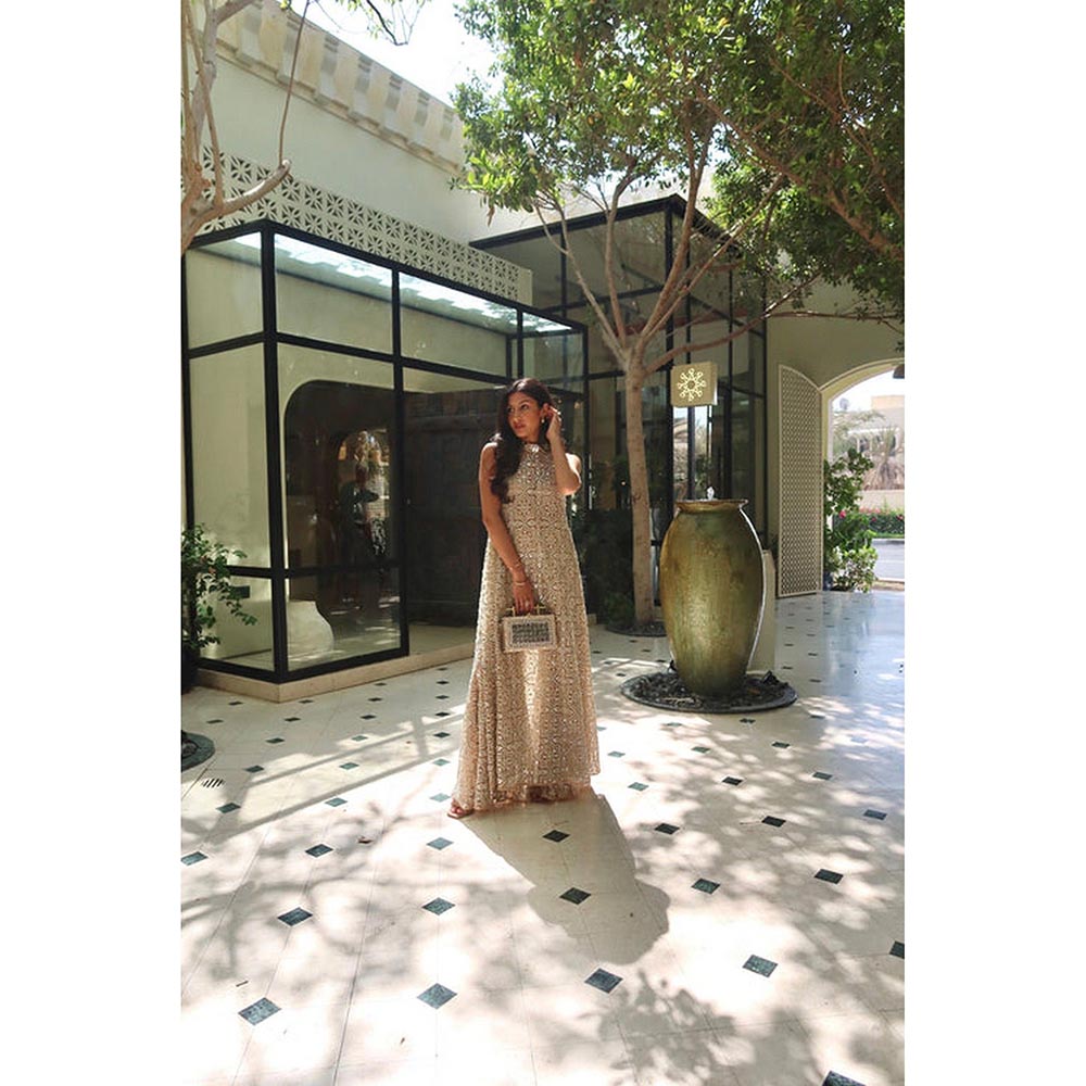 Twenty Nine Beige Embroidered Silk Kurta with Sharara