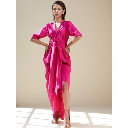 TWINKLE HANSPAL Solid Magenta Blazer And Skirt
