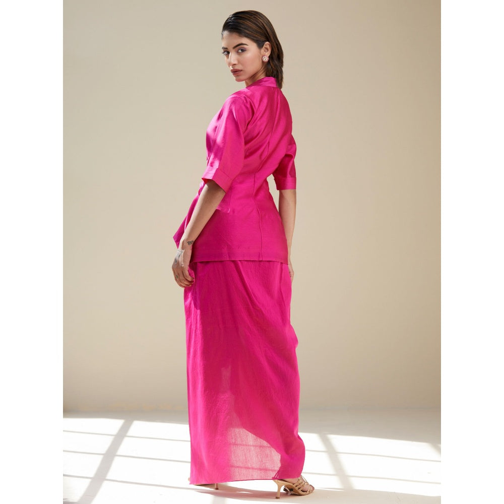 TWINKLE HANSPAL Solid Magenta Blazer And Skirt