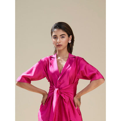 TWINKLE HANSPAL Solid Magenta Blazer And Skirt