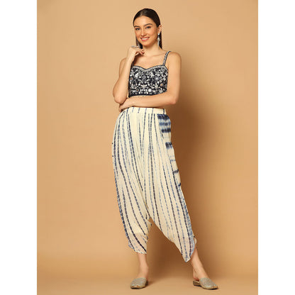 "Two Sisters" by Gyans Indigo Tie & Dye Dhoti Cape Set (Set of 3)