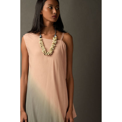 "Two Sisters" by Gyans Pink & Grey Ombre Georgette Dress