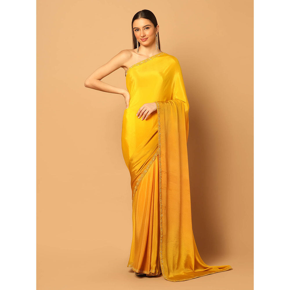 "Two Sisters" by Gyans Yellow Ombre Saree with Unstitched Blouse