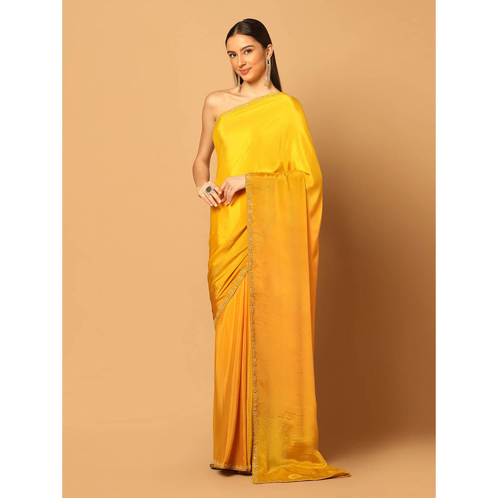 "Two Sisters" by Gyans Yellow Ombre Saree with Unstitched Blouse