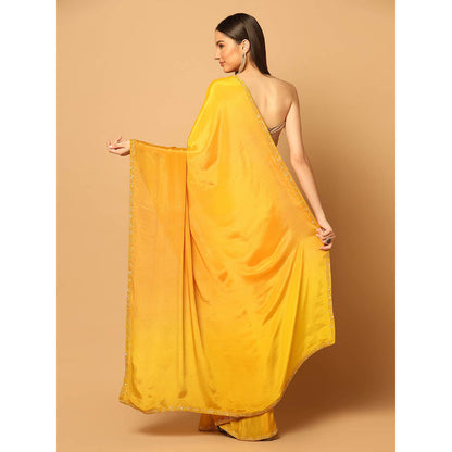 "Two Sisters" by Gyans Yellow Ombre Saree with Unstitched Blouse