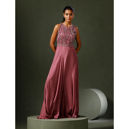 "Two Sisters" by Gyans Dark Pink Embellished Jumpsuit