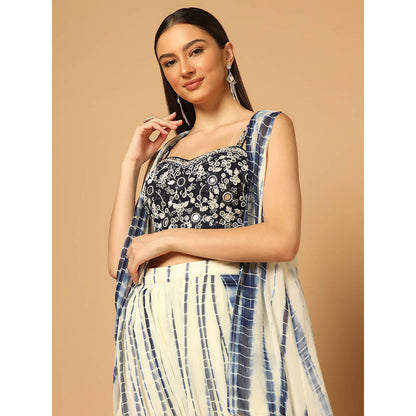 "Two Sisters" by Gyans Indigo Tie and Dye Dhoti with Cape (Set of 3)