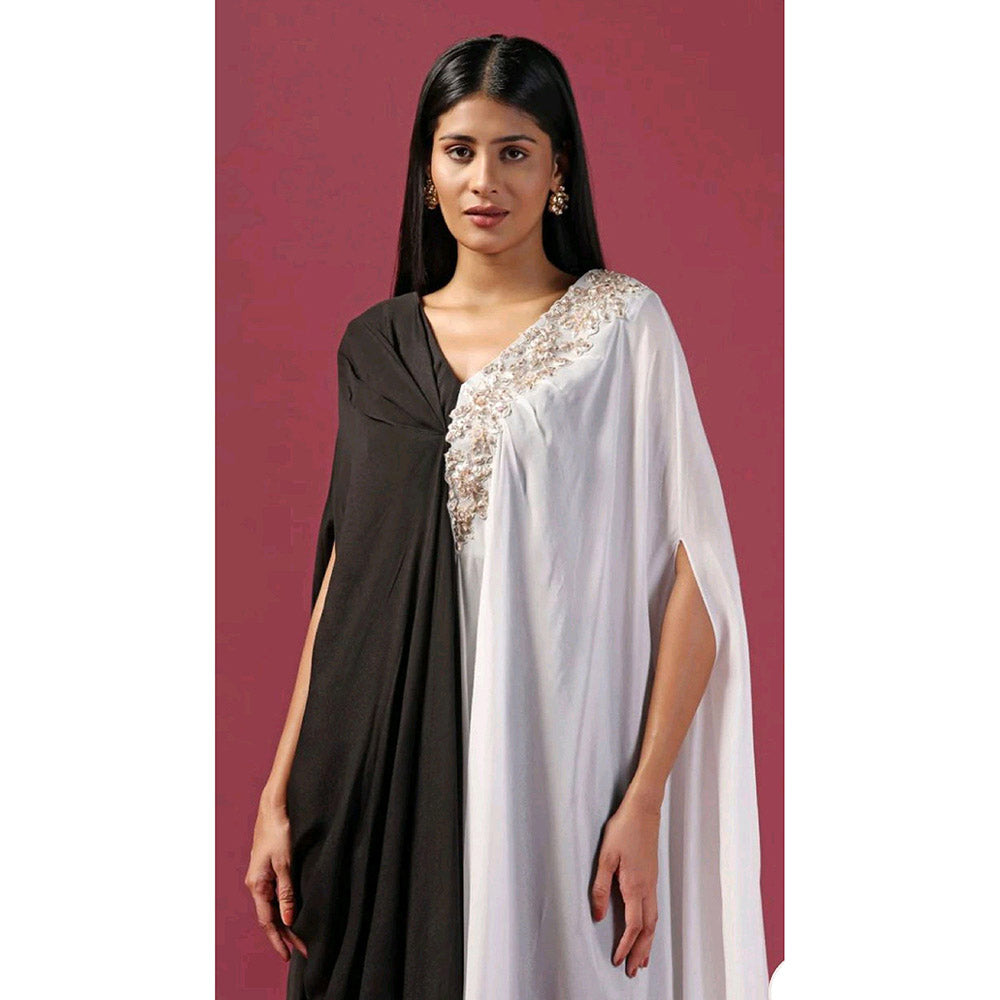 "Two Sisters" by Gyans Black Kaftan with Pant (Set of 2)