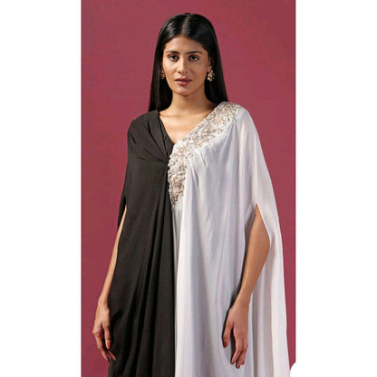 "Two Sisters" by Gyans Black Kaftan with Pant (Set of 2)