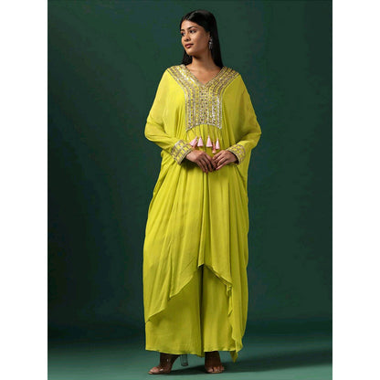 "Two Sisters" by Gyans Green Kaftan with Pant (Set of 2)