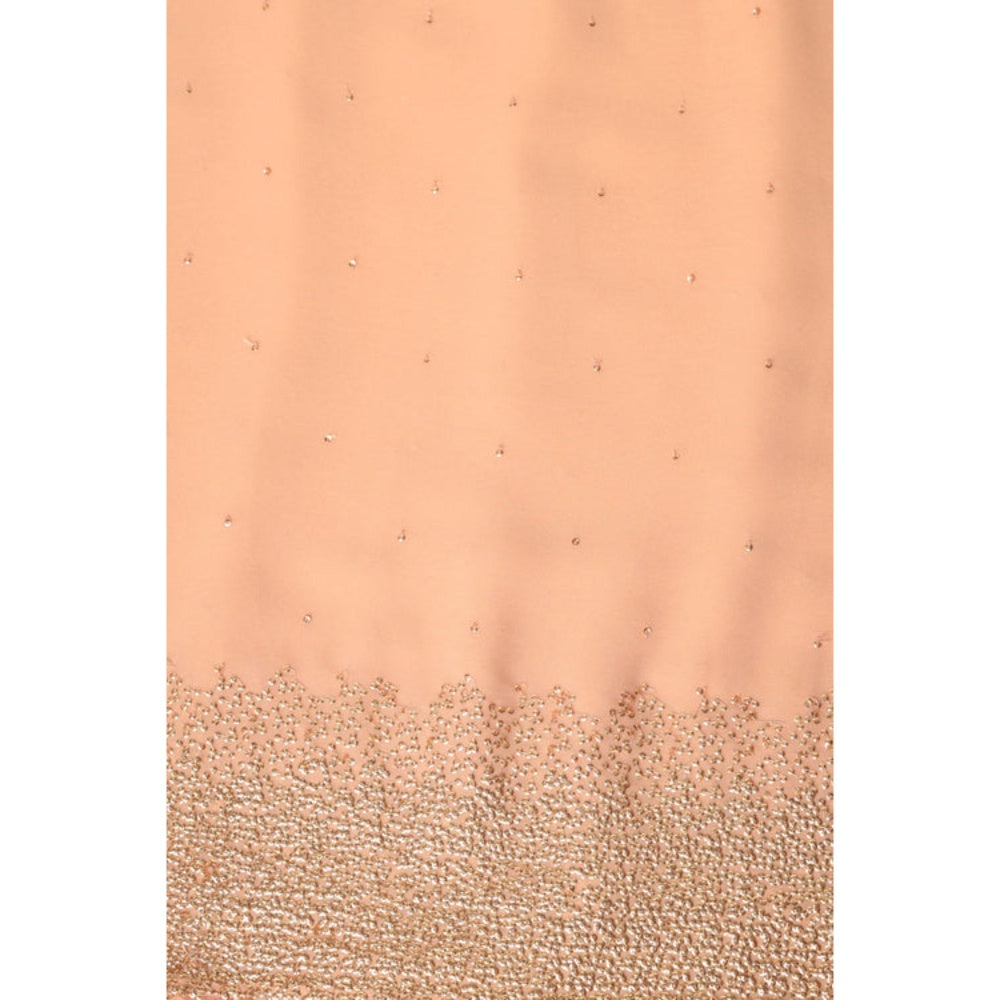 "Two Sisters" by Gyans Peach Embroidered Sequins Saree with Unstitched Blouse