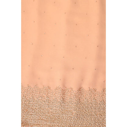 "Two Sisters" by Gyans Peach Embroidered Sequins Saree with Unstitched Blouse
