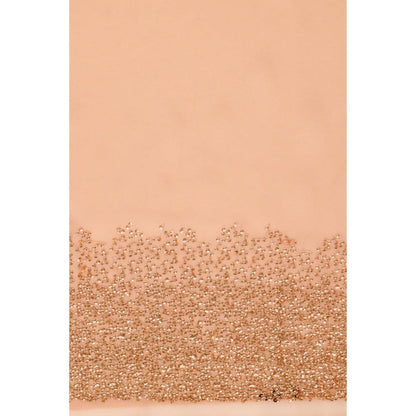 "Two Sisters" by Gyans Peach Embroidered Sequins Saree with Unstitched Blouse