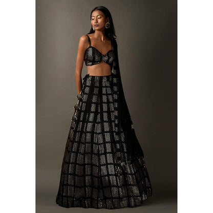 "Two Sisters" by Gyans Black Embellished Lehenga Set