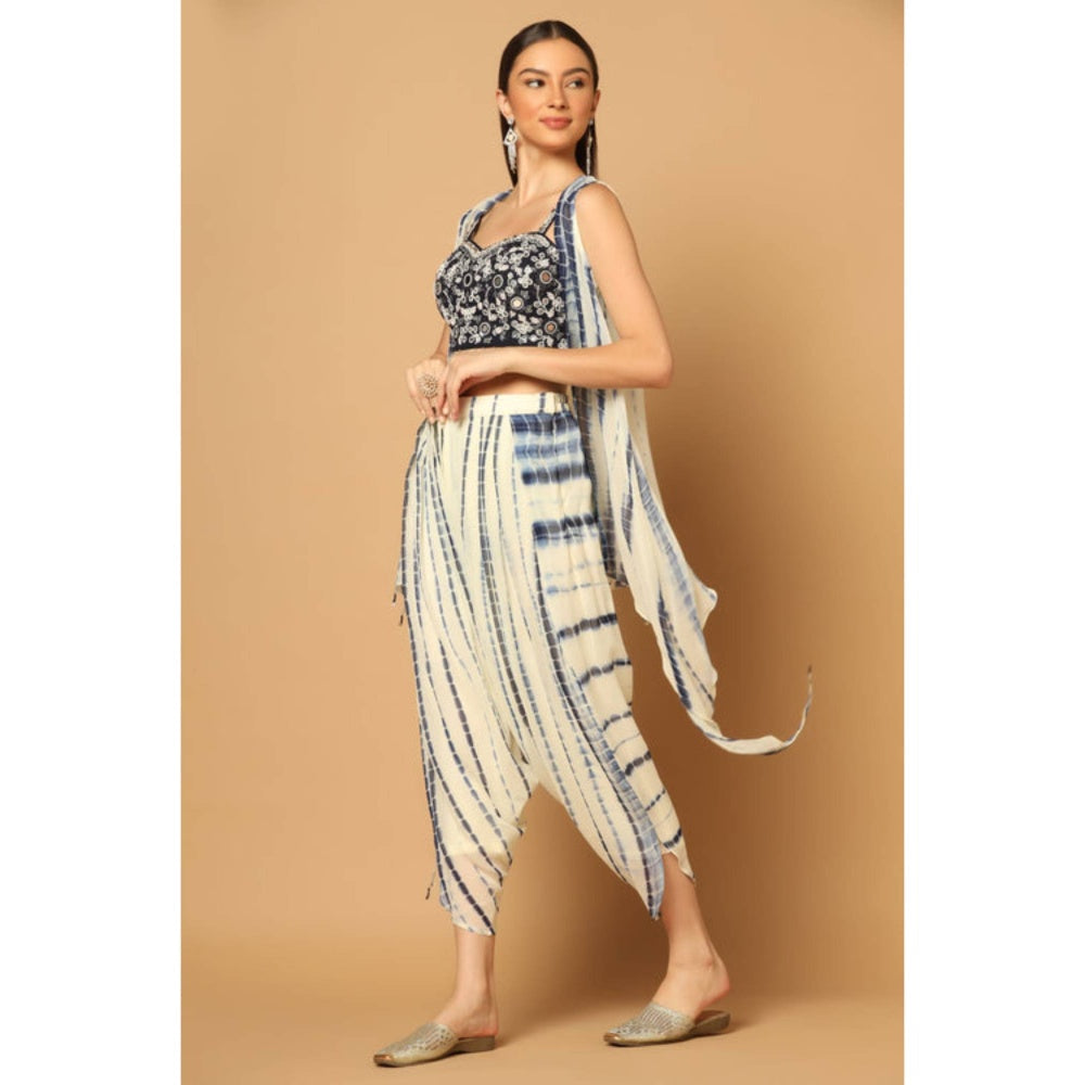 "Two Sisters" by Gyans Indigo Tie And Dye Dhoti Set With A Cape