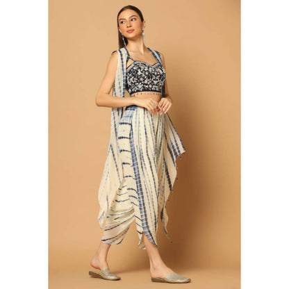 "Two Sisters" by Gyans Indigo Tie And Dye Dhoti Set With A Cape