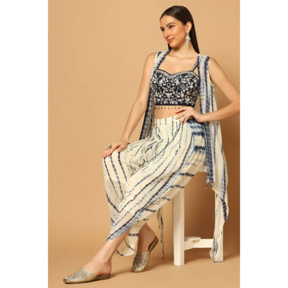 "Two Sisters" by Gyans Indigo Tie And Dye Dhoti Set With A Cape