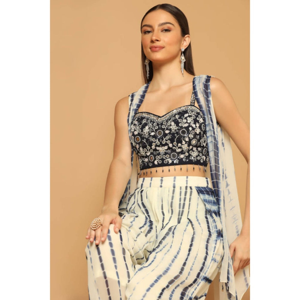 "Two Sisters" by Gyans Indigo Tie And Dye Dhoti Set With A Cape