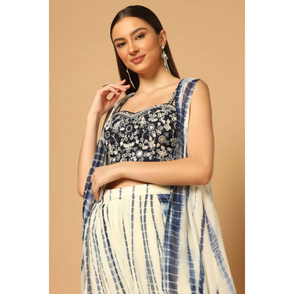 "Two Sisters" by Gyans Indigo Tie And Dye Dhoti Set With A Cape