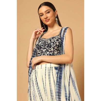 "Two Sisters" by Gyans Indigo Tie And Dye Dhoti Set With A Cape