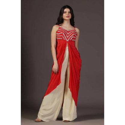 "Two Sisters" by Gyans Red Kurta With Palazzo