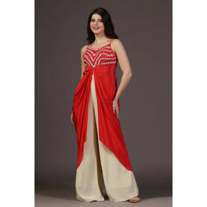 "Two Sisters" by Gyans Red Kurta With Palazzo